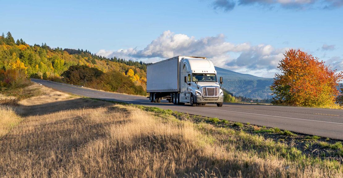 A GO GO MAGNOLIA VENTURE LLC tractor and dry van trailer on the RDGLASTONBURY approach